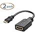 Cable Matters 2 Pack, Gold Plated Mini HDMI to HDMI Male to Female Cable Adapter 6 Inch