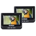 Curtis 7" Portable Dual Screen Headrest DVD player w/ 12V car adapter, USB, SD card slot, 2hr Rechargeable Battery