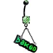 Peridot Green Gem Baked Dangle Belly Ring