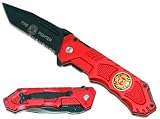 REX FIREFIGHTER FOLDING KNIFE w/ SHIELD ON HANDLE & BLADE