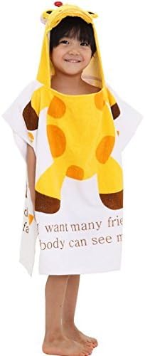 Sweet Mall Cartoon Infants Toddlers Bath Hooded Towel Beach Bath Terry Towel (Yellow Giraffe)