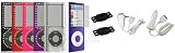 3n1 Combo - Diamond Accent Rubberize Textured Hard Shell Polycarbonate Crystal Case Cover with Screen Protector for the New Apple iPod Nano Nano-Chromatic 4th Generation 8 gb 8gb 16 gb 16gb 32 gb 32gb + Bonus Young Micro Shoe Silicone Pouch for Nike+ Sensor (Nano Chromatic Not Included)