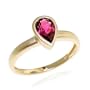 14k Matte Finish Yellow Gold Bezel Set Pear Shaped Pink Tourmaline Ring, Size 7