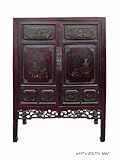 IMAGE OF Vintage Oriental Golden Graphic Armoire Cabinet As2643