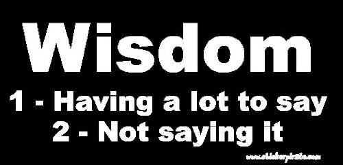 Whisdom 1- Having A Lot To Say 2- Not Saying It Bumper Sticker / Decal