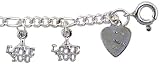 Sterling Silver "I LOVE YOU" Charm Anklet