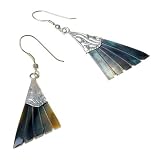 Maria's Choice Wing Cut Rainbow Metallic Shell Dangle Earrings