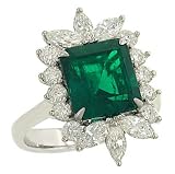Emerald(3.28ct) & Round/Marquise Diamond(1.54ct) Ring