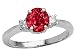 1.35 cts Lab Created Ruby and Genuine Diamond Engagement Ring - 14kt White or Yellow Gold