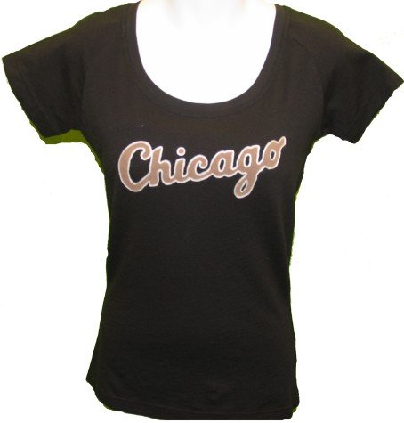 Womens Chicago White Sox Black Slub T-shirt - L