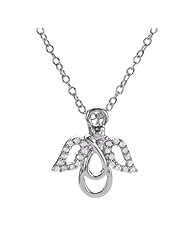 1/10 Ct Sterling Silver Diamond Angel Pendant