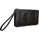 YALUXE Women's Genuine Leather Clutch Wallet with Wrist Strap Fit Iphone6 Plus / Samsung Galaxy S4 (Gift Box) Black
