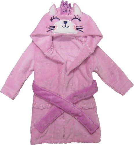 Children's Hooded Animal Bath Robe (2-4, Pink Princess Kitty)