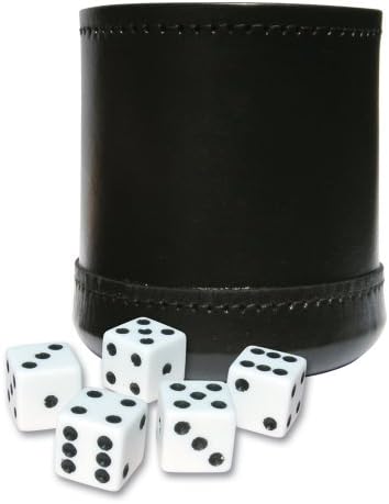 Jumbo Dice Cup: Genuine Leather Large Dice Cup with Five Dice