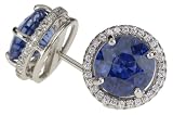 18k White Gold Sapphire and Diamond Earrings (7.23 cttw sapphire and 0.58cttw, E-F Color, SI1 Clarity diamonds)