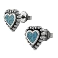 Silver Turquoise Heart Studs