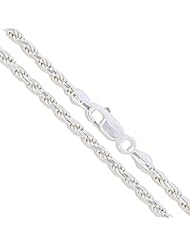 Sterling Silver Diamond-Cut Rope Chain 3mm Solid 925 Italy New Necklace 22"