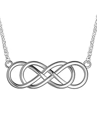 Extra Large Double Infinity Symbol Charm and Chain, Lovers Charm, Eternal and Infinite Love Charm, 1.5 inches, 18 inches total in Sterling Silver