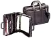 Black Leather Portfolio 3" Ring Binder Briefcase w/strap