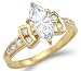 Solid 14k Yellow Gold Large CZ Cubic Zirconia Marquise Engagement Ring New 1.5 ct
