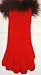 One Size Red Angora Wool Gloves Reinforced By Nylon Fiber Trimmed with Brown Marabou ...
