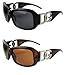 1 Black & 1 Brown Oversize Frame Women's Fashion Sunglasses