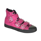 Canvas 3 Buckle Strap High Top Sneaker Hot Pink Canvas
