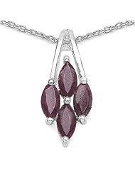1.20 Carat Genuine Ruby Sterling Silver Pendant Necklace. 18"