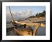 Canoe Pulled up onto Beach at Dusk, Bamburi Beach, Near Mombasa, Kenya, Africa Collections Framed Art Poster Print by Charles Bowman, 31x25