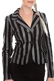 Tripp Black And Grey Big Stripe Skull Button Jacket