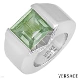 Gianni Versace! V_Colors Collection! Made in Italy Fashionable Ring 6.45ctw Super Clean G/VS Diamonds and Amethyst Made of 18K White Gold