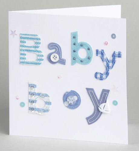 Baby Boy Fabric Letters Card