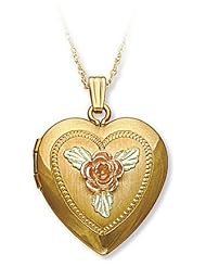 Landstroms Black Hills Gold Heart Locket with Rose - 03330