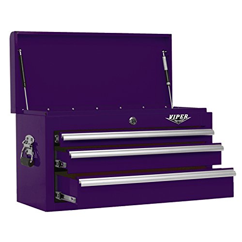 Viper Tool Storage V2603PUC 26-Inch 3-Drawer 18G Steel Top Chest, Purple