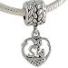 Sis Heart Dangle Bead in Silver Plate for European Charm Bracelet