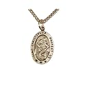 St. Christopher Pewter Medal,18" Stainless Steel Stainless Necklaces & Pendants Chain.