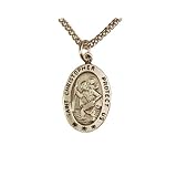 St. Christopher Pewter Medal,18 Stainless Steel Stainless Necklaces & Pendants Chain.