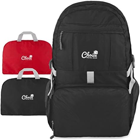 BEST Lightweight Packable Travel Backpack Daypack - Best Quality 30L Folding Backpack - Ideal As Carry On, for Gym, Hiking, Outdoor Activities. Packs Into a Small Pouch. (Black)