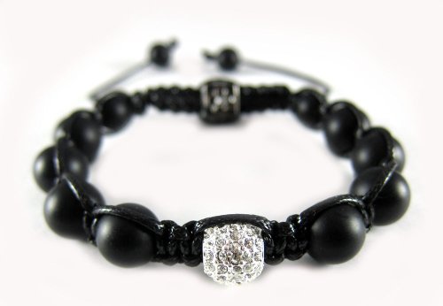 Shamballa Style Black Onyx Adjustable Bracelet 