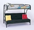 Twin Full Size Futon Metal Bunk Bed with C Style in Black Finish