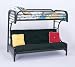 Twin Full Size Futon Metal Bunk Bed with "C" Style in Black Finish