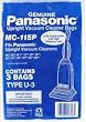 Panasonic PANASONIC MC-115P VACUUM BAG (3 PACK) FOR UPRIGHT VACUUM CLEANERS