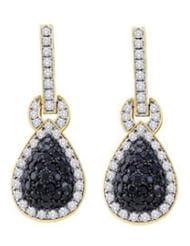 1.8 cttw 14k Yellow Gold Long Drop Earrings Black Diamond Long Drop Earrings (Real Diamonds: 1.8 cttw)