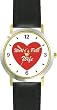 Red Heart - World's Best Wife - Love & Friendship Theme - WATCHBUDDY&reg; DELUXE TWO-TONE THEME WATCH - Arabic Numbers - Black Leather Strap-Women's Size-Small