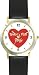 Red Heart - World's Best Wife - Love & Friendship Theme - WATCHBUDDY&reg; DELUXE TWO-TONE THEME WATCH - Arabic Numbers - Black Leather Strap-Women's Size-Small