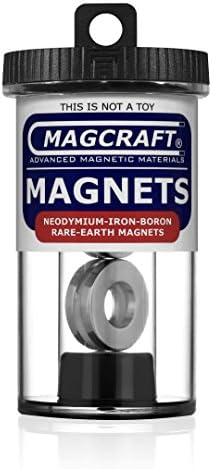 Magcraft NSN0616 1-Inch by 1/2-Inch by 1/8-Inch Rare Earth Ring Magnets, 4-Count