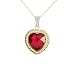 10k Yellow Gold Created Ruby and Diamond Heart Pendant, 18