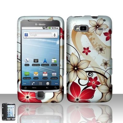 Rubberized Silver Gold Red Brown Vine Flower Heart Snap on Design Case Hard Case Skin Cover Faceplate for T-mobile G2 Google/htc Vanguard/htc DesireZ