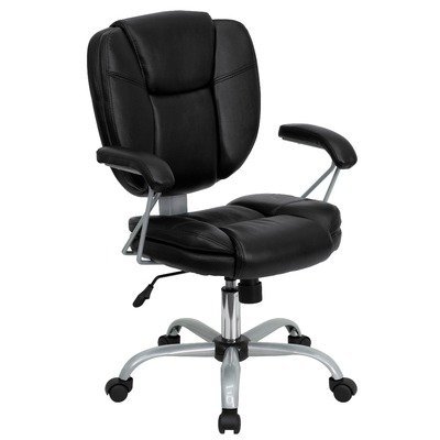Flash Furniture GO-930-BK-GG Mid-Back Black Leather Task and Computer Chair