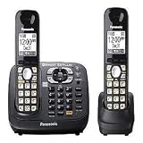 Panasonic KX-TG6582T DECT 6.0 PLUS Link-to-Cell via Bluetooth Cordless Phone with Answering System, Metallic Black, 2 Handsets